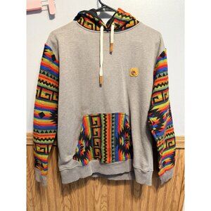 Hooey Hoodie Womens M Gray Aztec Western Rodeo Outdoor Long Sleeve Pullover